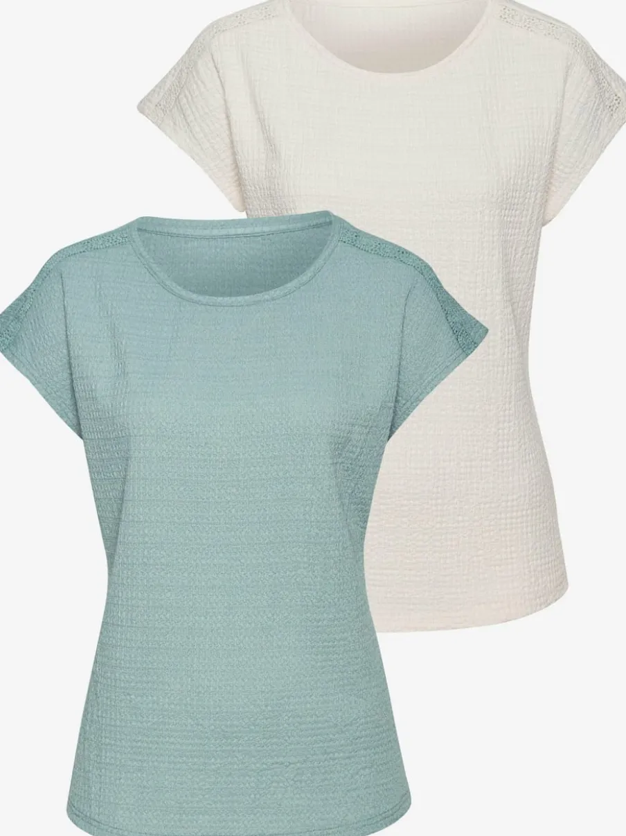 T-shirt à manches courtes avec empiècement crochet aux épaules