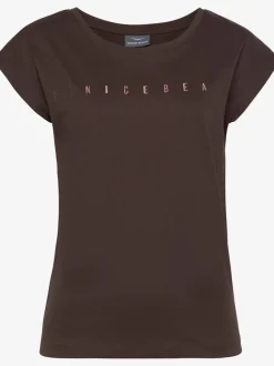 T-shirt à manches courtes avec encolure ronde et logo brillant