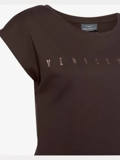 T-shirt à manches courtes avec encolure ronde et logo brillant