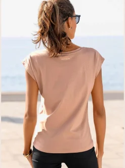 T-shirt à manches courtes avec encolure ronde et logo brillant