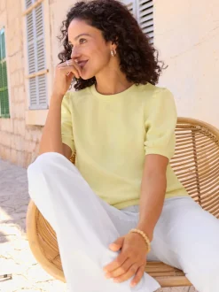 T-shirt à manches courtes avec fronces aux épaules en modal