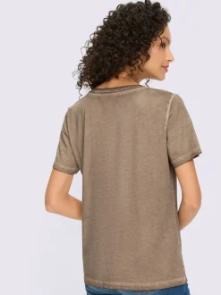 T-shirt à manches courtes avec inscription GRAZIE en coton doux