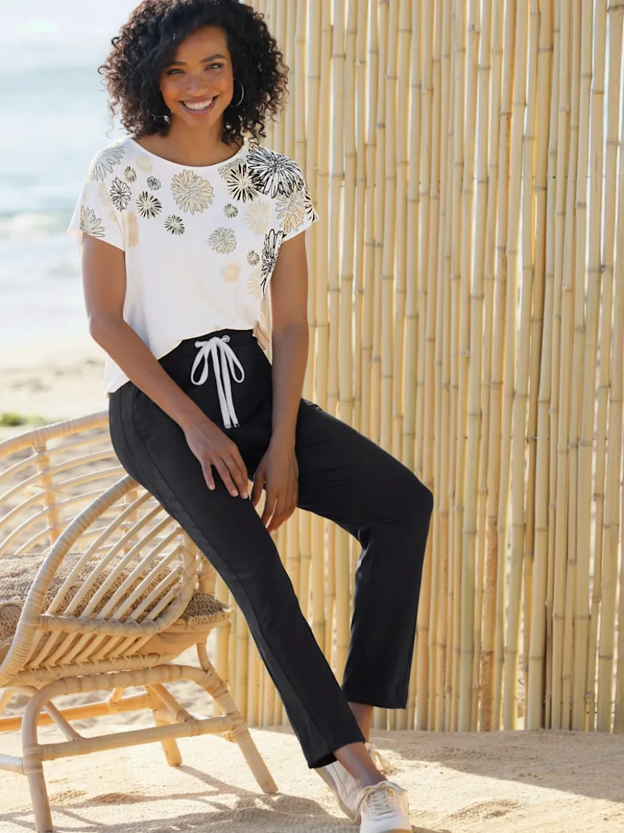 T-shirt à manches courtes avec imprimé floral en viscose douce
