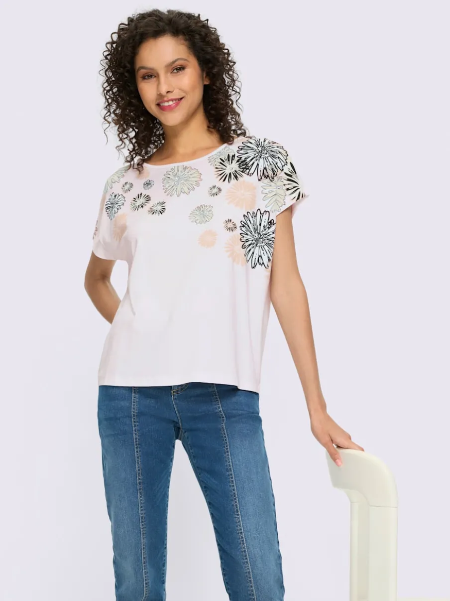 T-shirt à manches courtes avec imprimé floral en viscose douce