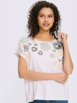 T-shirt à manches courtes avec imprimé floral en viscose douce