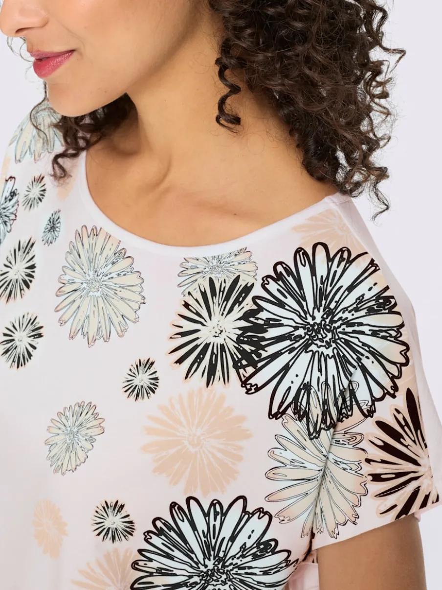 T-shirt à manches courtes avec imprimé floral en viscose douce