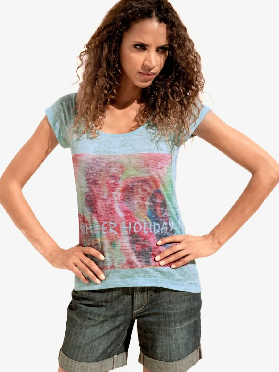 T-shirt à manches courtes avec imprimé graphique en matière extensible