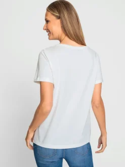 T-shirt à manches courtes avec imprimé et pierres brillantes