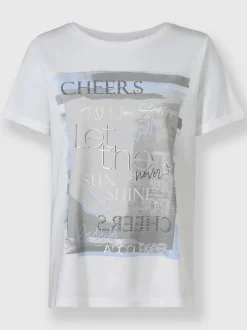 T-shirt à manches courtes avec imprimé et pierres brillantes