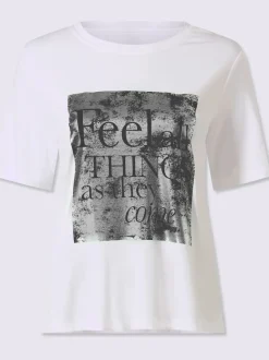 T-shirt à manches courtes avec imprimé scintillant et encolure ronde