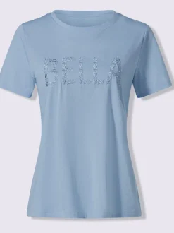 T-shirt à manches courtes avec inscription BELLA brodée en coton