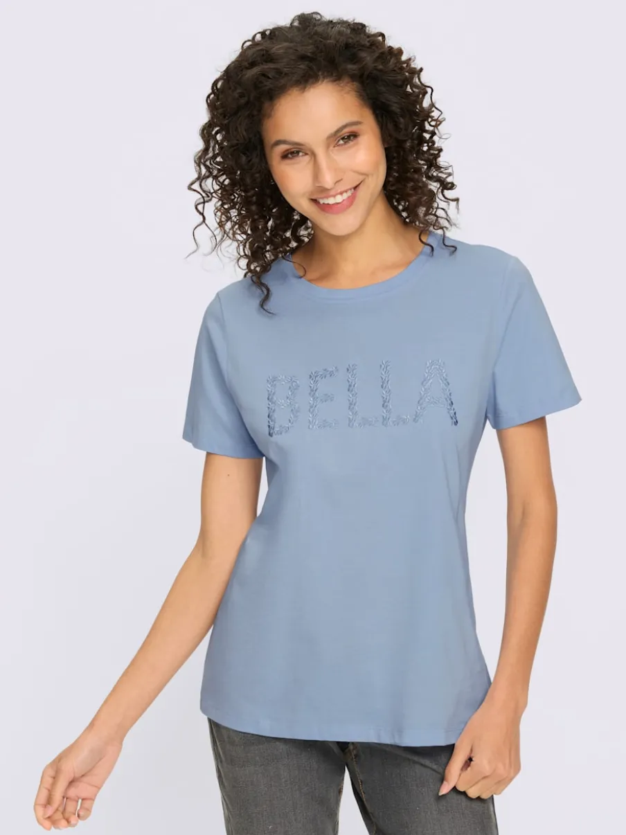 T-shirt à manches courtes avec inscription BELLA brodée en coton