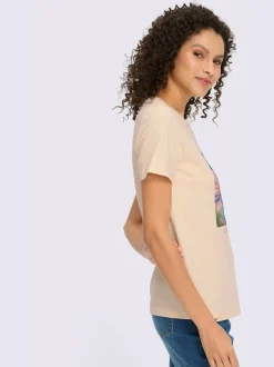 T-shirt à manches courtes avec imprimé paysage et inscription