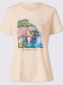 T-shirt à manches courtes avec imprimé paysage et inscription