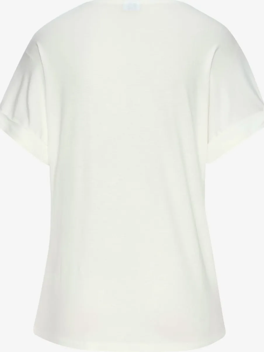 T-shirt à manches courtes avec imprimé feuille en viscose douce