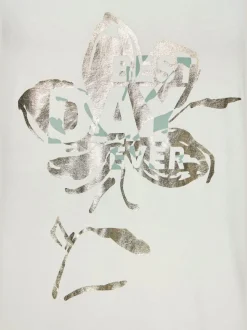 T-shirt à manches courtes avec imprimé feuille en viscose douce
