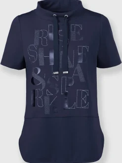 T-shirt à manches courtes avec inscription et pierres scintillantes