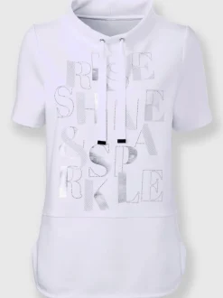 T-shirt à manches courtes avec inscription et pierres scintillantes