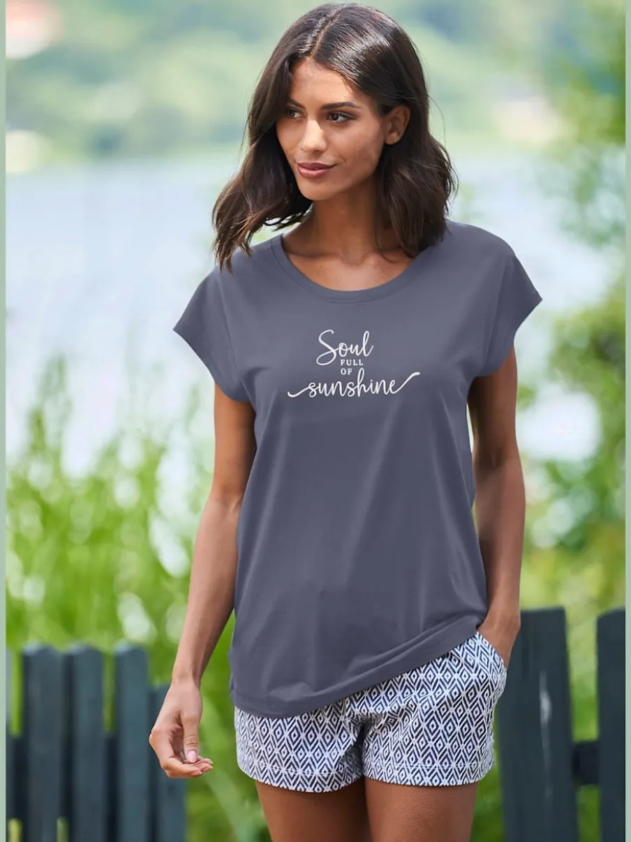 T-shirt à manches courtes avec inscription en jersey doux