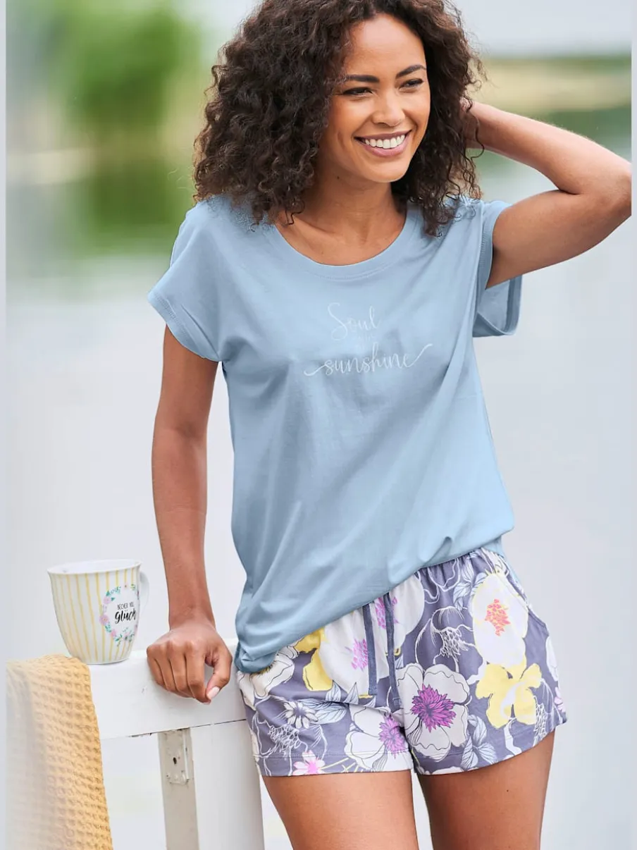 T-shirt à manches courtes avec inscription en jersey doux