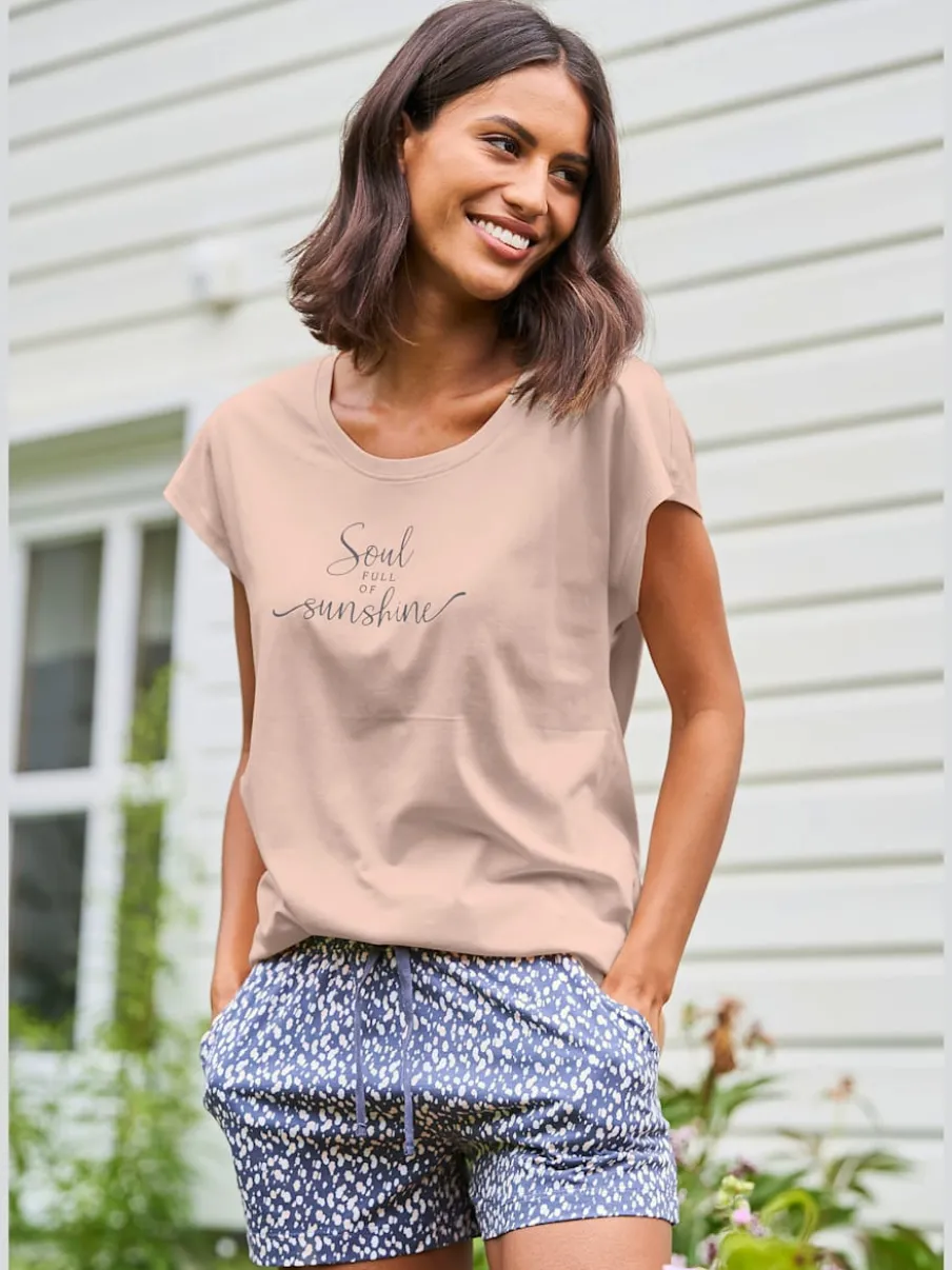 T-shirt à manches courtes avec inscription en jersey doux