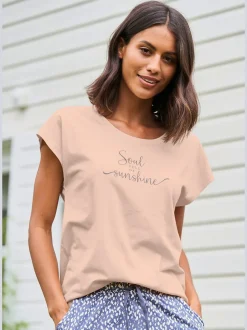 T-shirt à manches courtes avec inscription en jersey doux