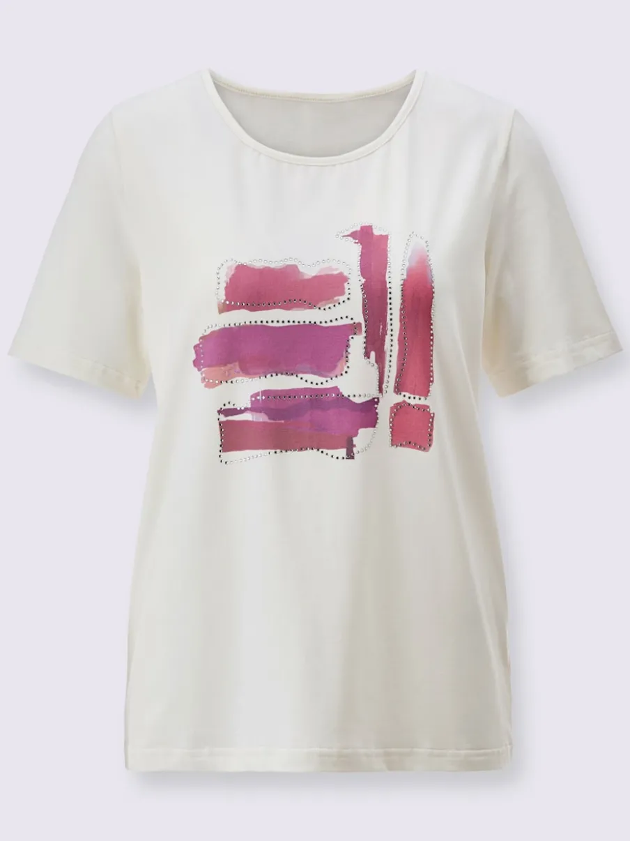 T-shirt à manches courtes avec imprimé et détails brillants