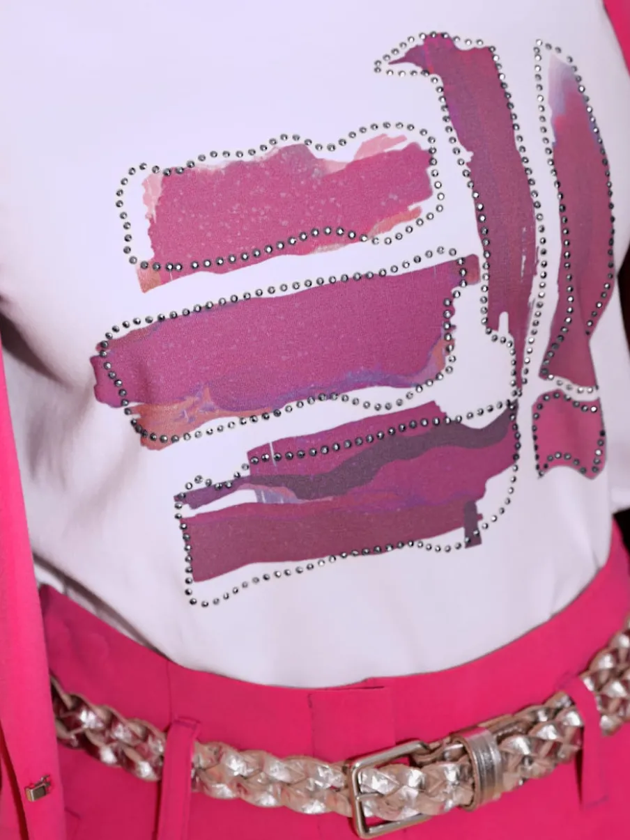 T-shirt à manches courtes avec imprimé et détails brillants