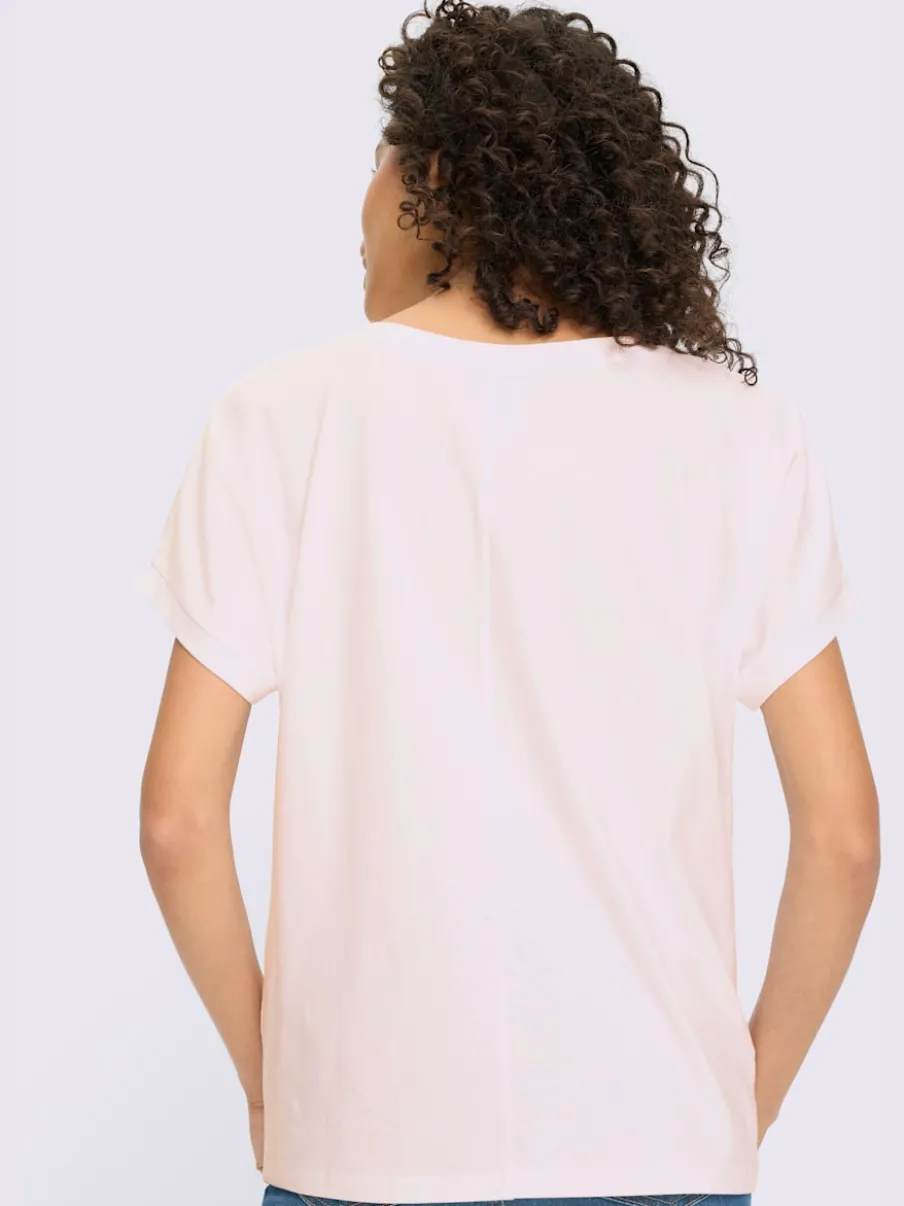 T-shirt à manches courtes avec imprimé feuille et inscription
