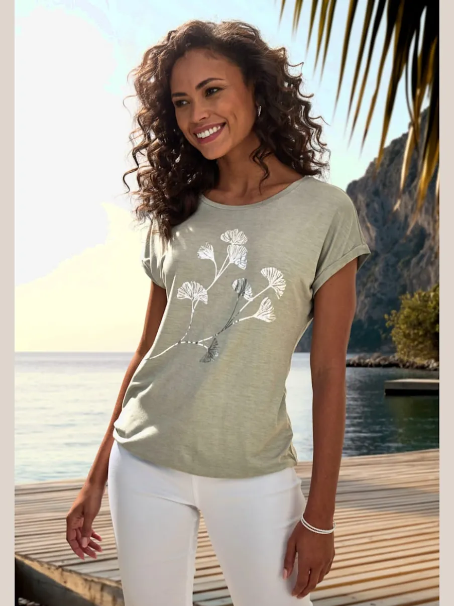 T-shirt à manches courtes avec imprimé floral décontracté