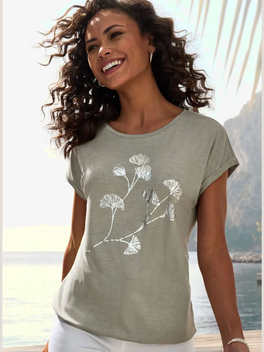T-shirt à manches courtes avec imprimé floral décontracté