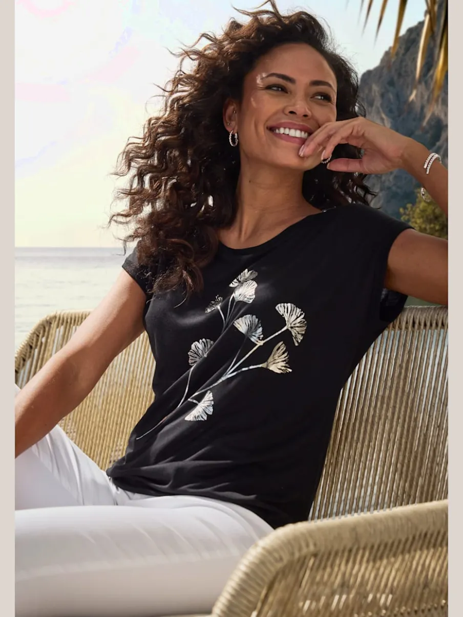 T-shirt à manches courtes avec imprimé floral décontracté