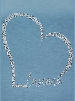 T-shirt à manches courtes avec imprimé cœur et taille élastiquée