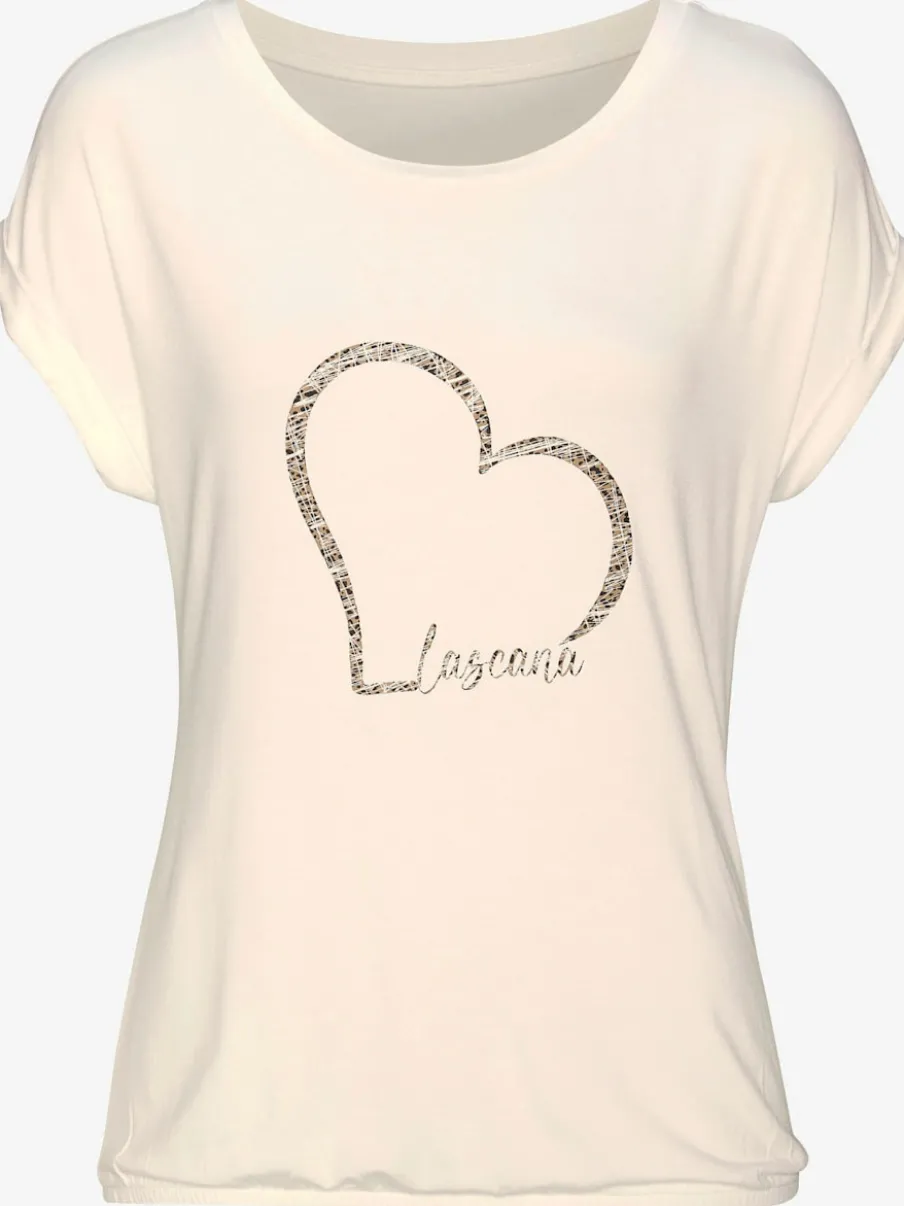 T-shirt à manches courtes avec imprimé cœur et taille élastiquée