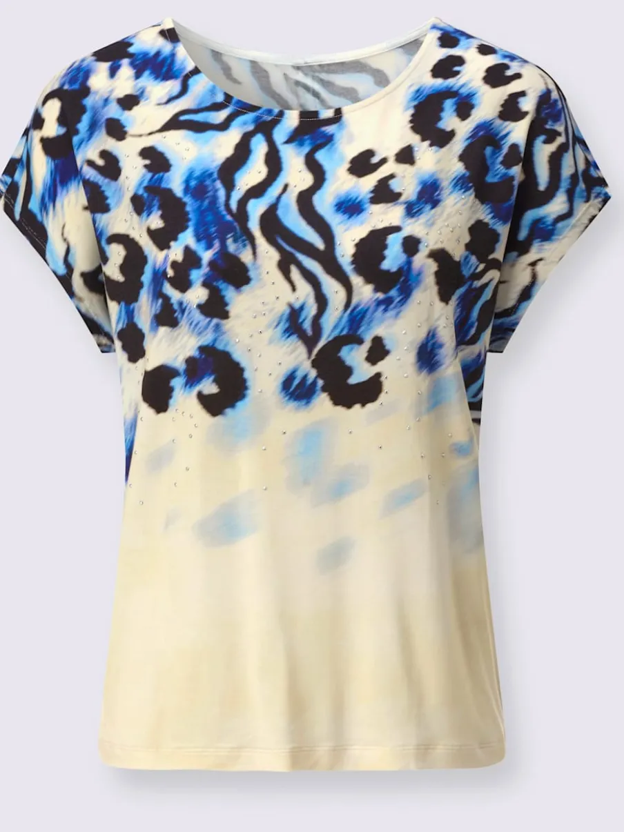 T-shirt à manches courtes avec imprimé animal et pierres brillantes