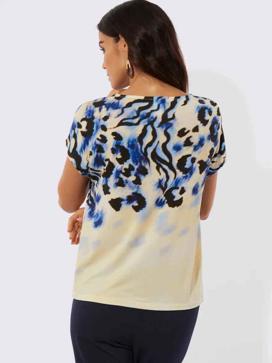 T-shirt à manches courtes avec imprimé animal et pierres brillantes