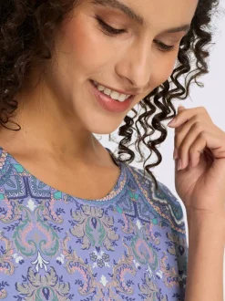 T-shirt à manches courtes avec motif patchwork en viscose ECOVERO