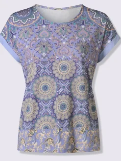 T-shirt à manches courtes avec motif patchwork en viscose ECOVERO