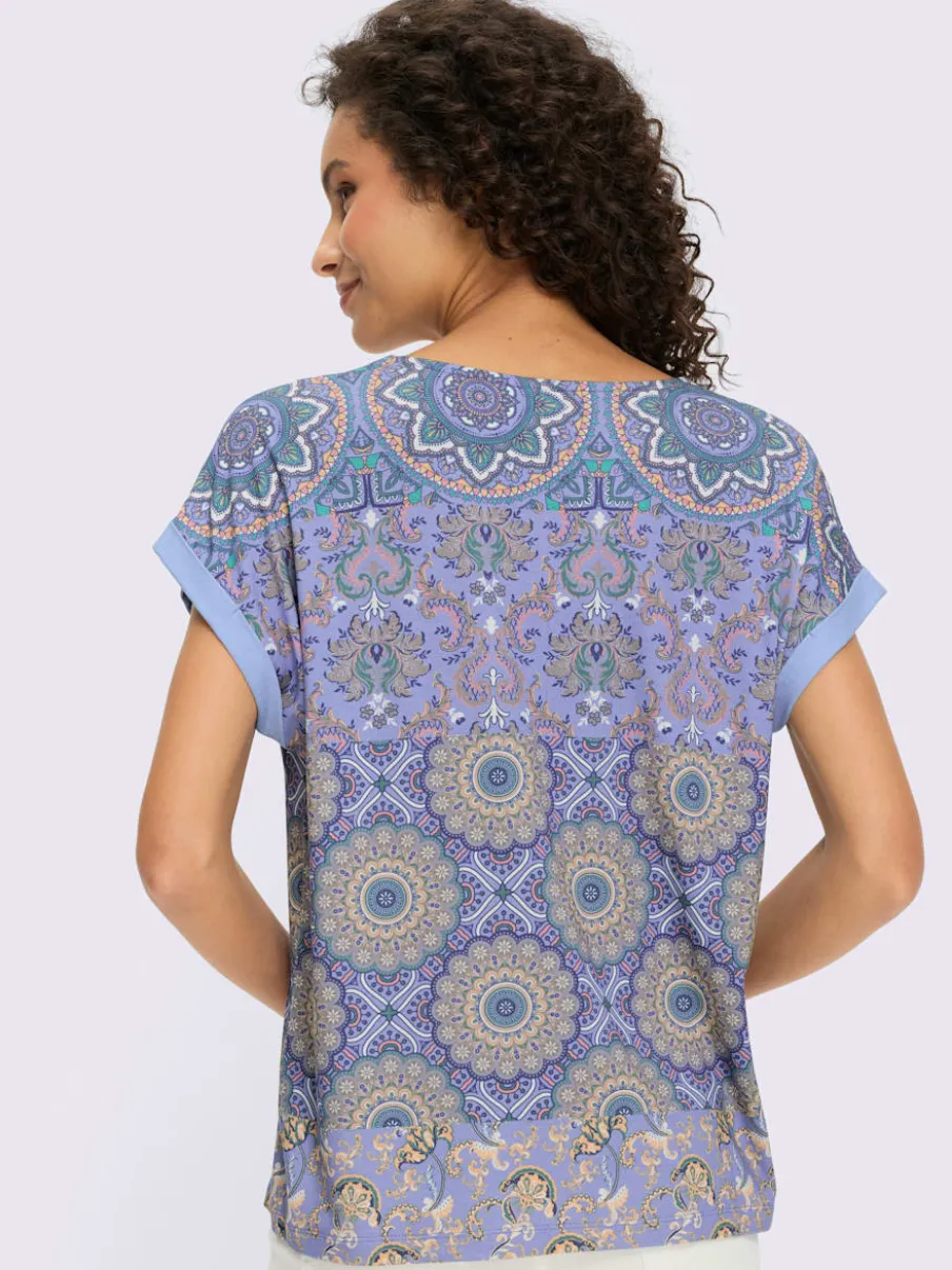 T-shirt à manches courtes avec motif patchwork en viscose ECOVERO