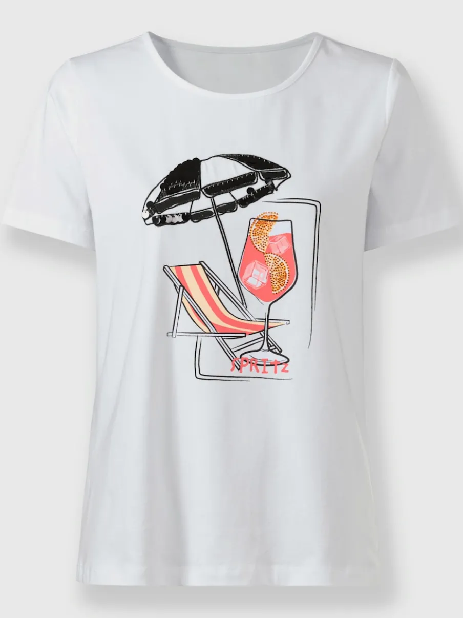 T-shirt à manches courtes avec motif imprimé et paillettes