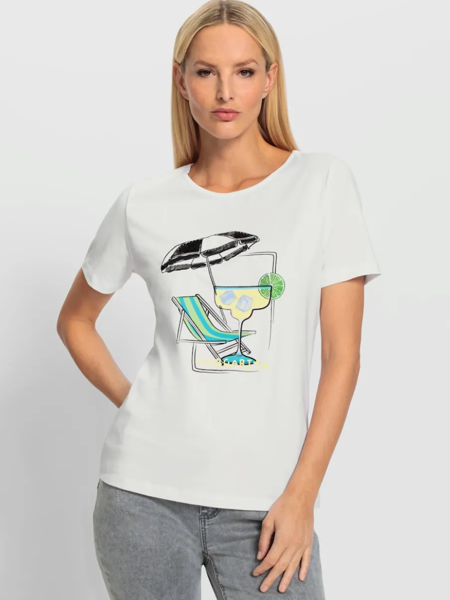 T-shirt à manches courtes avec motif imprimé et paillettes
