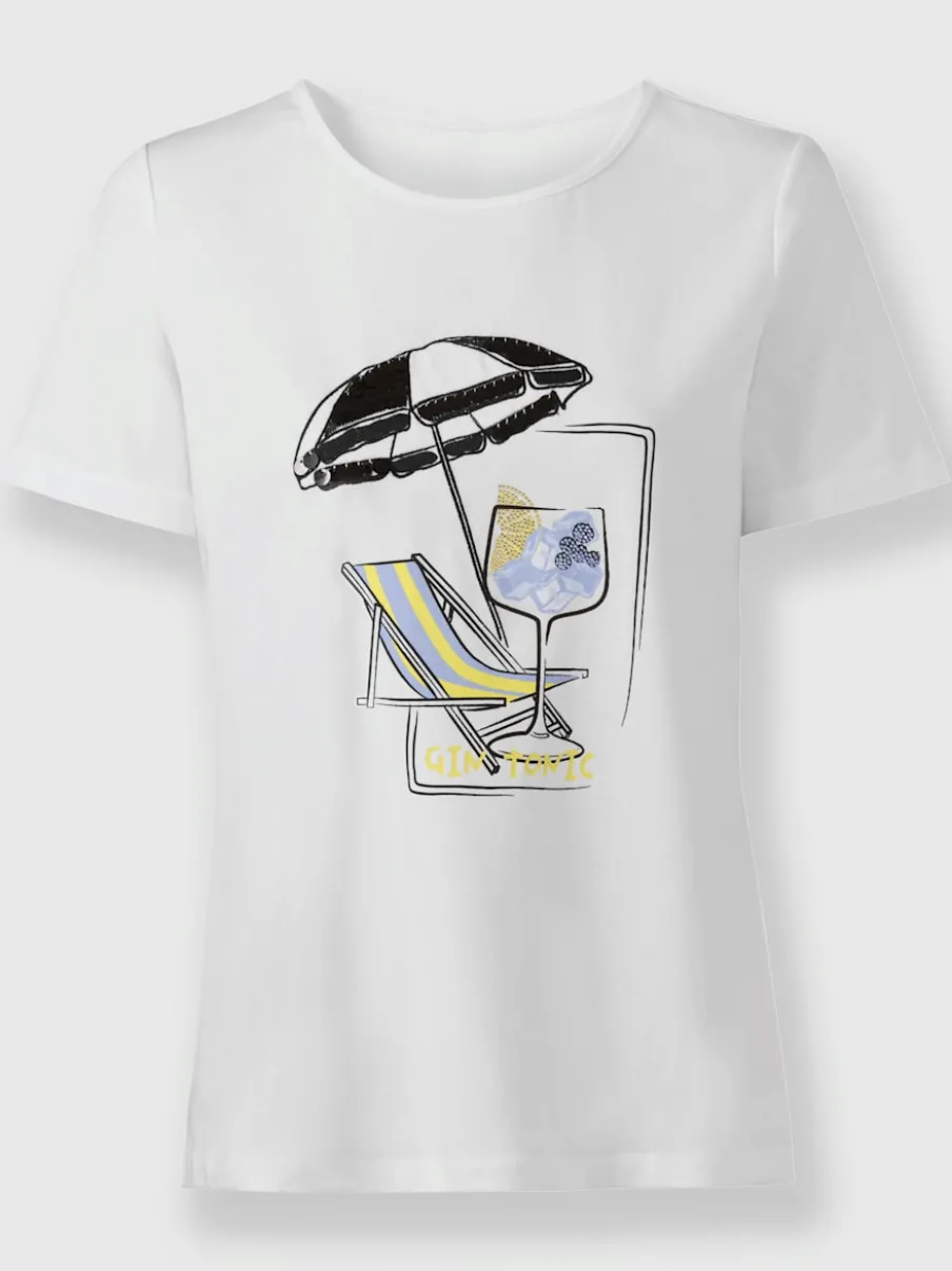 T-shirt à manches courtes avec motif imprimé et paillettes