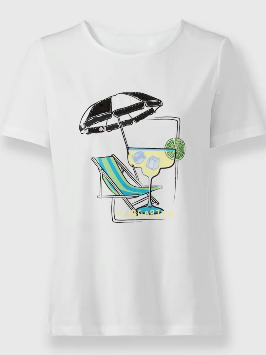 T-shirt à manches courtes avec motif imprimé et paillettes