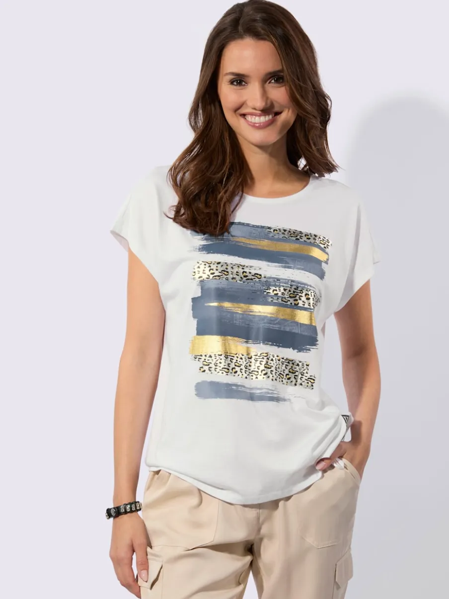 T-shirt manches courtes avec motif animal et col rond