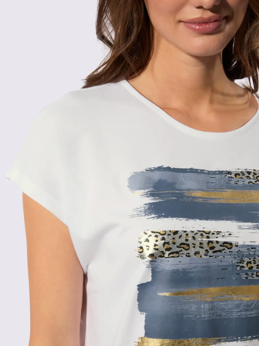 T-shirt manches courtes avec motif animal et col rond