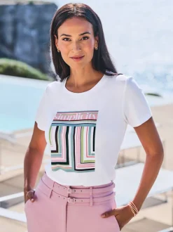 T-shirt à manches courtes avec motif graphique en viscose ECOVERO