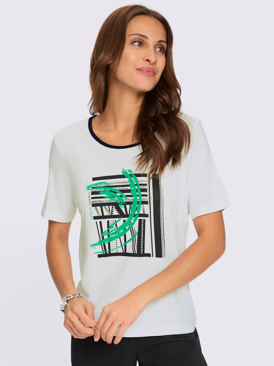 T-shirt à manches courtes avec motif argent et brillant