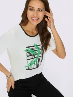 T-shirt à manches courtes avec motif argent et brillant