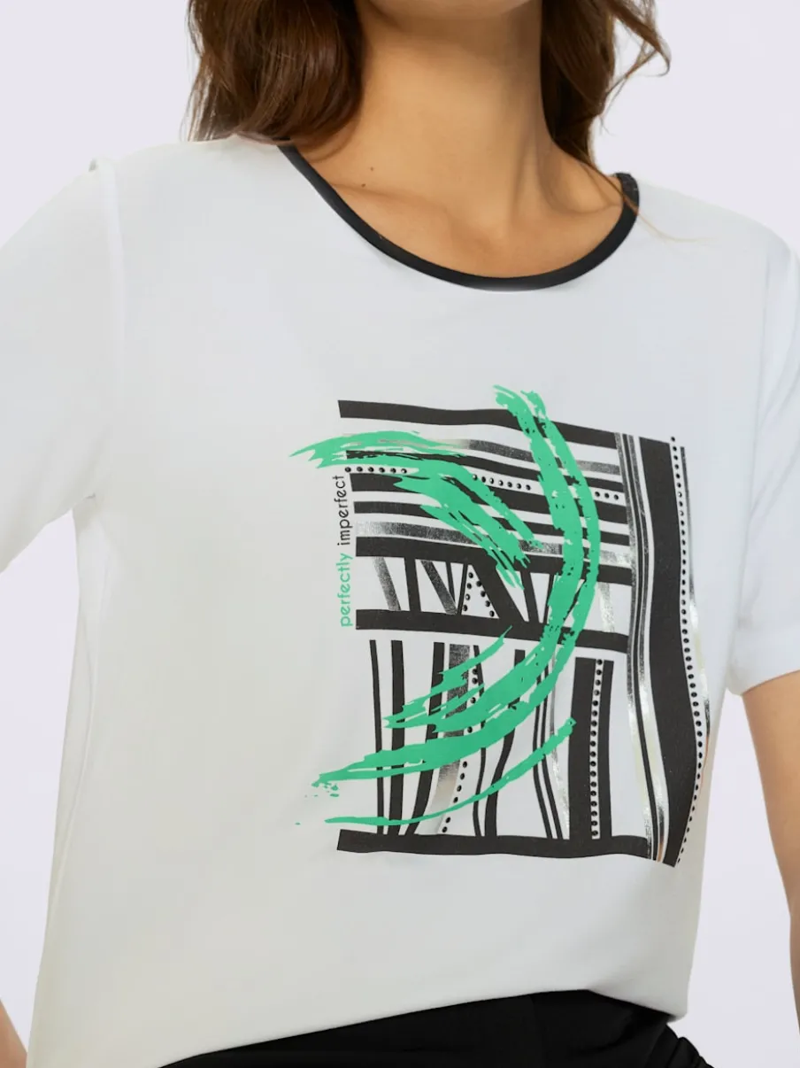 T-shirt à manches courtes avec motif argent et brillant
