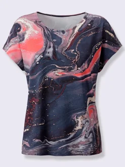 T-shirt à manches courtes avec motif marbré et mancherons